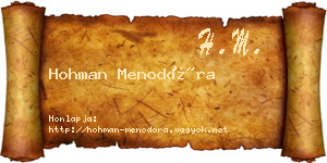 Hohman Menodóra névjegykártya